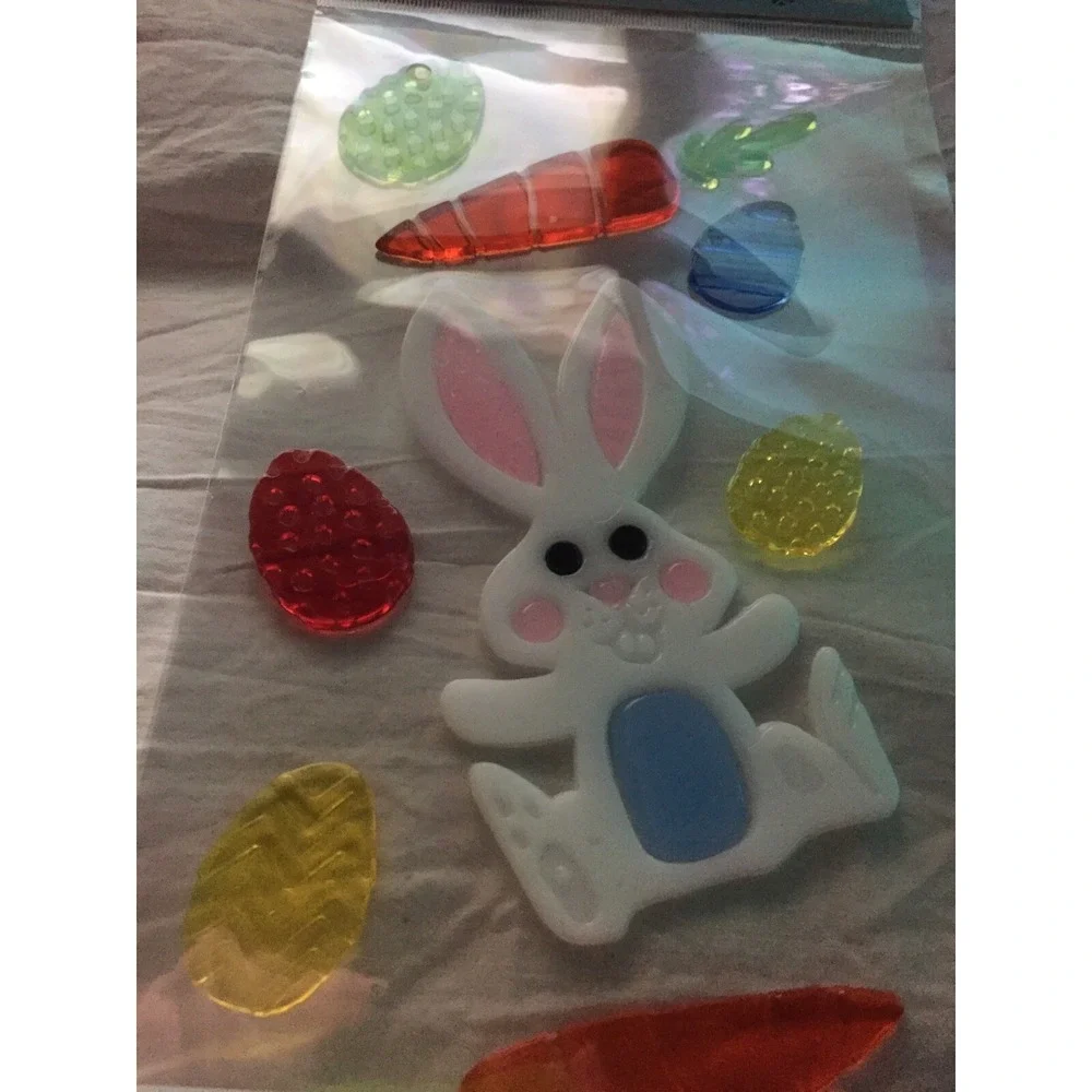 NEW EASTER Spring Summer Bunny Rabbit Eggs Window Gel Clings Decorations 19 pcs!
